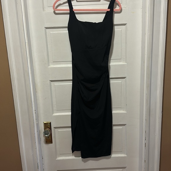 Halara Square Neck Backless Corset Ruched Split Bodycon Midi Casual Dress - Picture 5 of 8